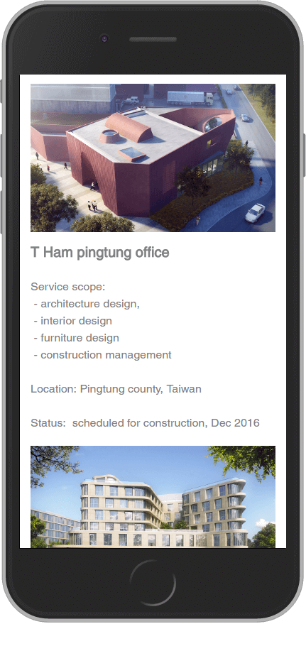 網頁設計精選作品/澤新建築/形象網站/手機版畫面示意